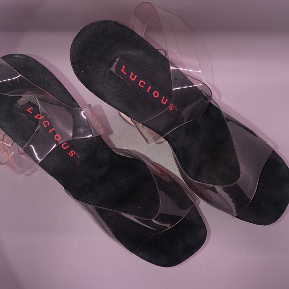 Lucious Acrylic Platform Flame Heels Size 9 - Picture 4 of 11